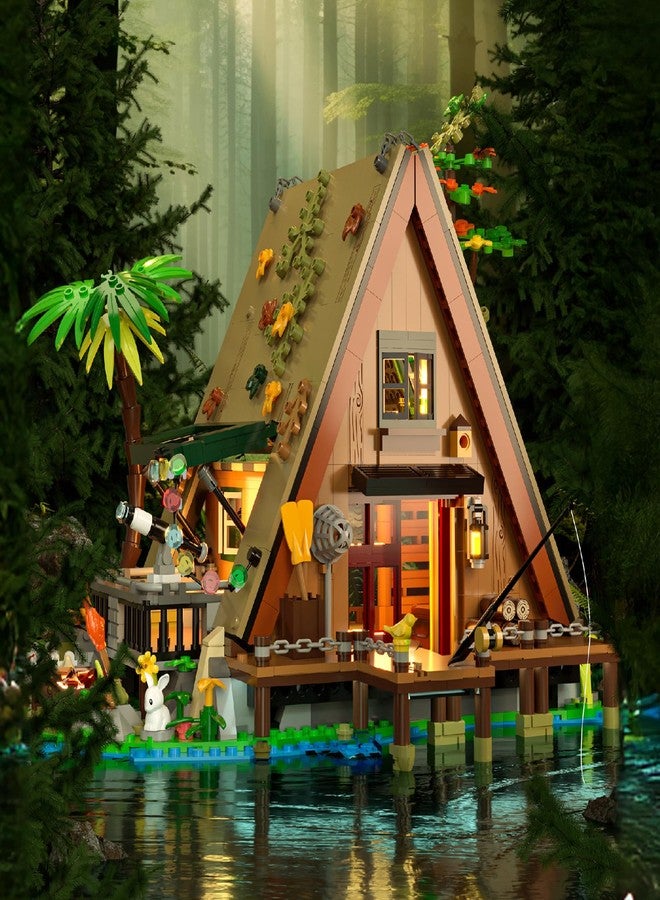 Vziimo A-Frame Cabin Building Set, MOC Ideas Cabin House Collectible Model Kit with LED for Adults and Kids Age 12+, Gifts for Nature and Architecture Lovers (1486 Pcs) - Image 4